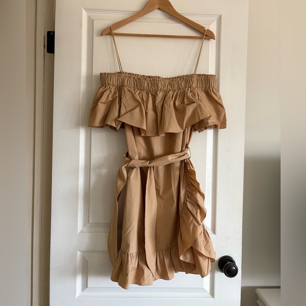 Sandro ohio off the shoulder ruffled mini dress
